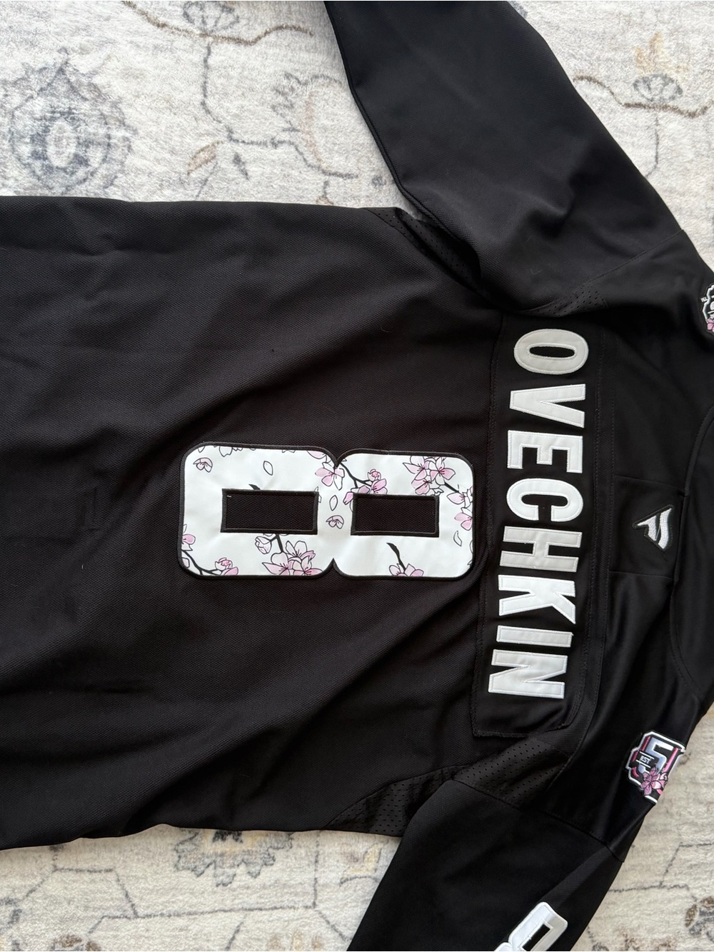 NFL Black Ovechkin #8 Floral-Accent Jersey